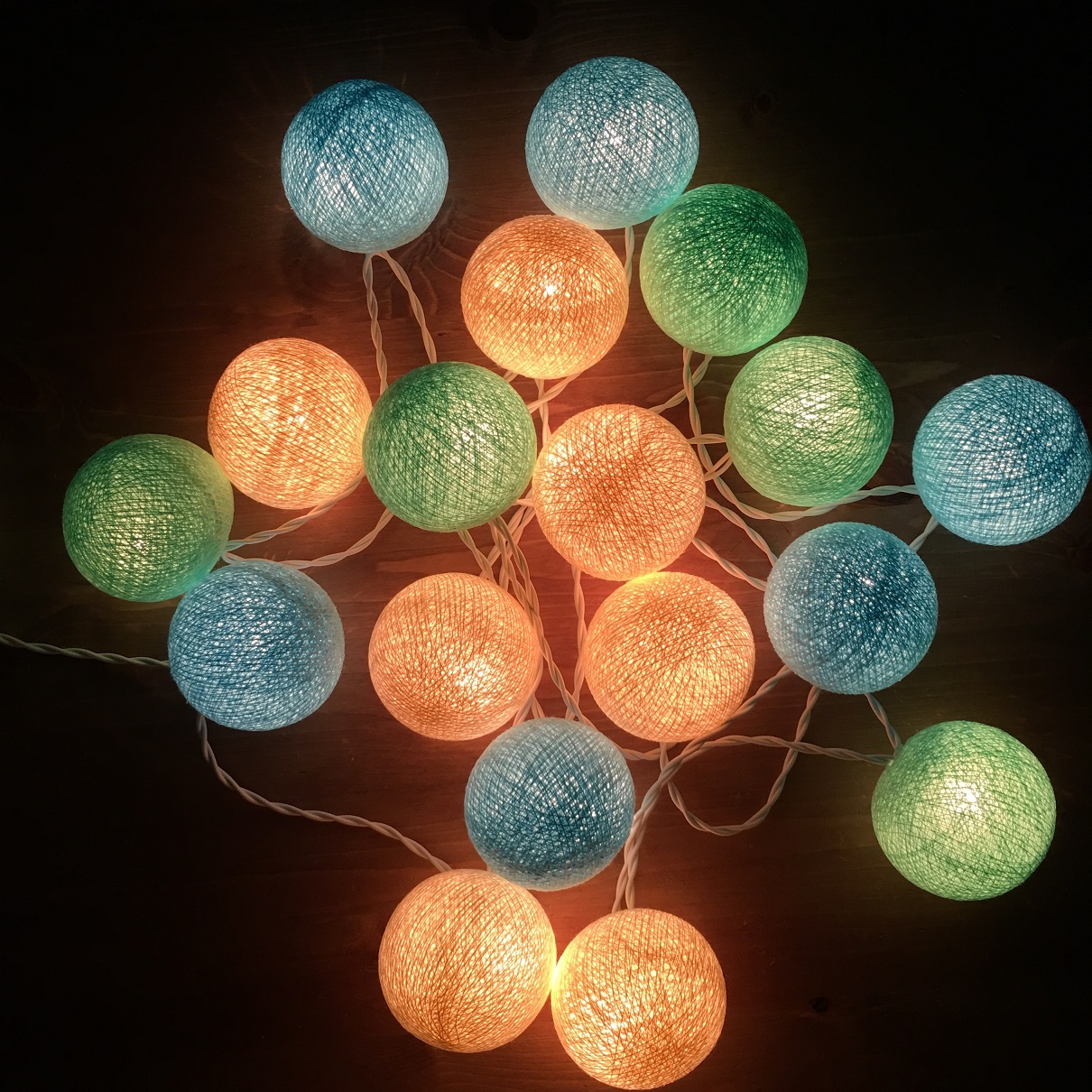 Хлопковая гирлянда из Тайланда голубая мята купить в Москве. тай