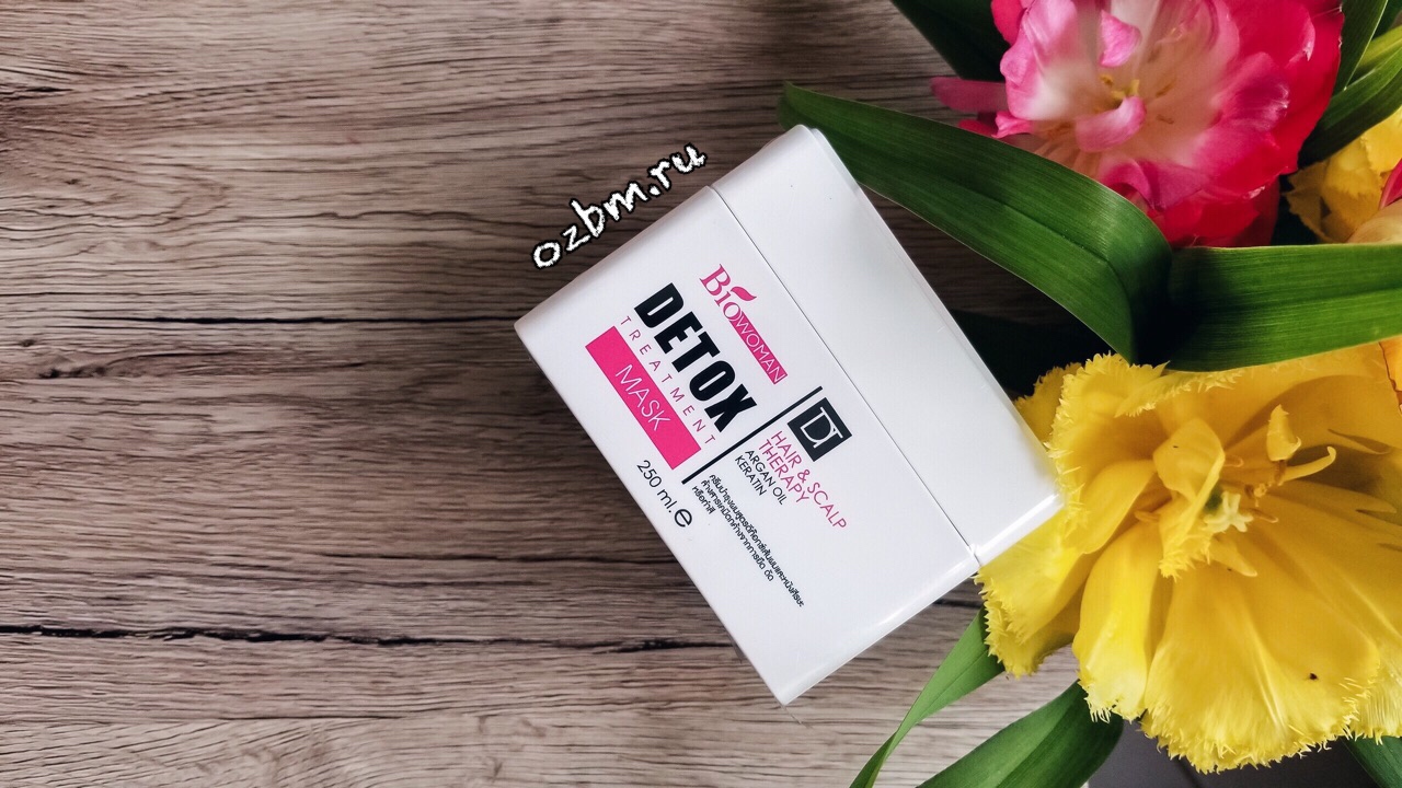 Натуральная маска для волос из Таиланда с кератином, углем бамбука и маслом арганы Bio-Woman Detox Treatment купить в Москве и МО