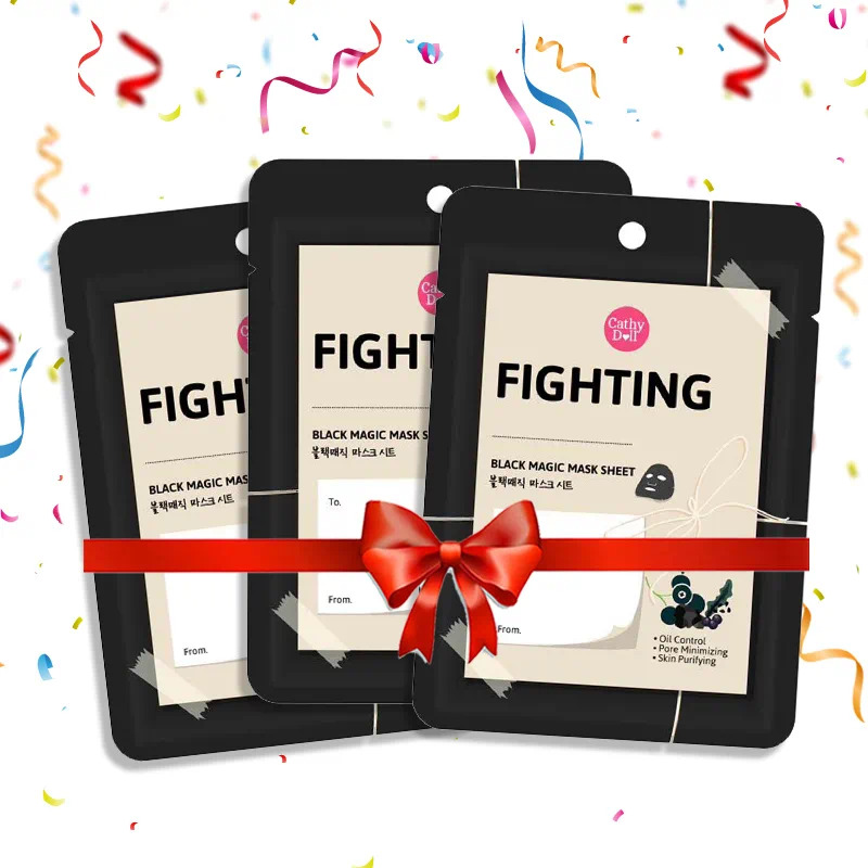 Натуральная Тайская тканевая маска для лица с водорослями, черным кунжутом и углем Cathy Doll Fighting Black Magic Mask Sheet купить в Москве и Московской области.
