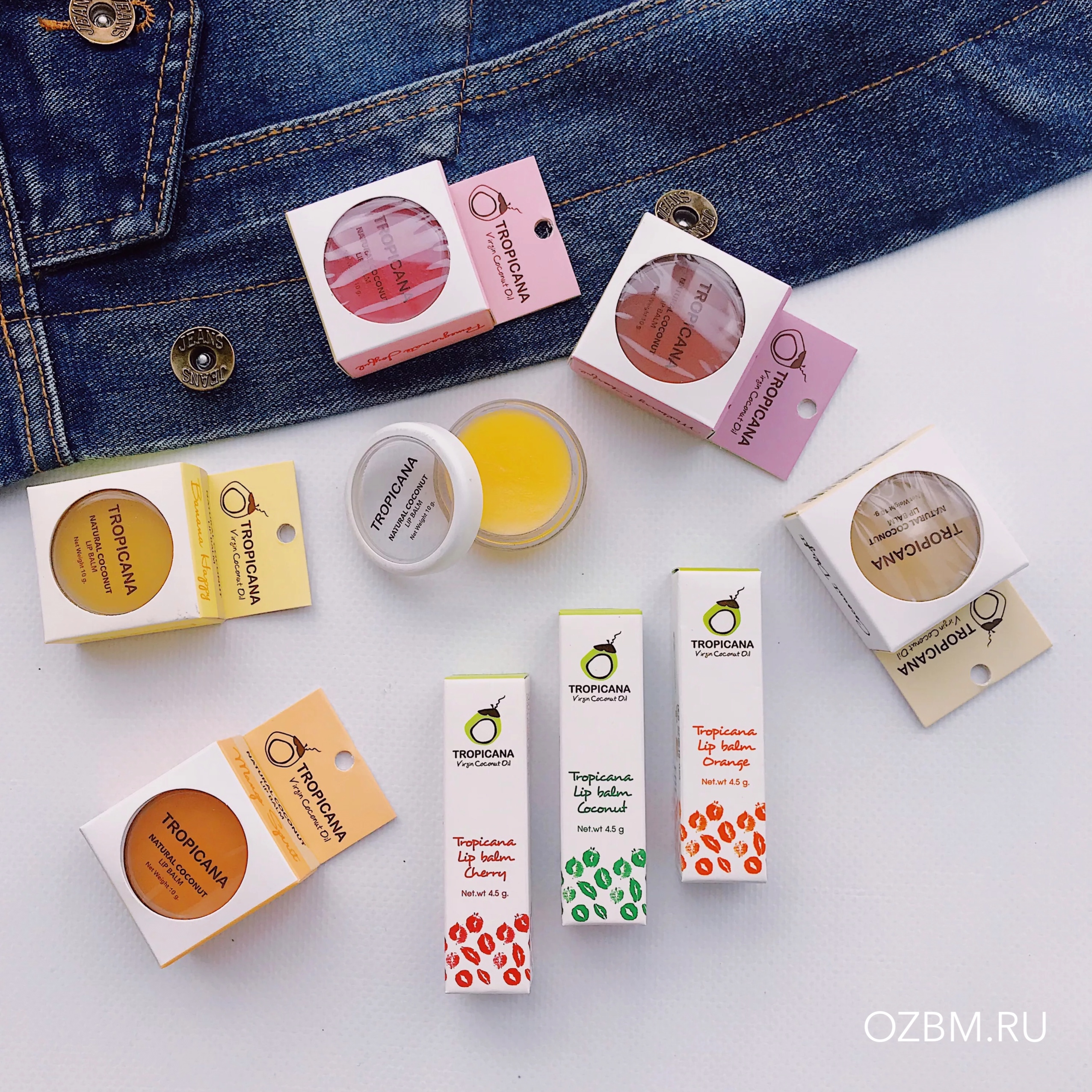 Натуральный Тайский кокосовый бальзам для губ из Тайланда Банан Tropicana Natural Coconut Lip Balm Banana Happy купить в Москве и Московской области