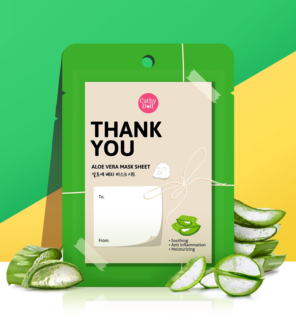 Тайская тканевая маска для лица с Алоэ Вера Cathy Doll Thank You Aloe Vera Mask Sheet 25 гр. ТАЙЛАНД МАСКА ДЛЯ ЛИЦА