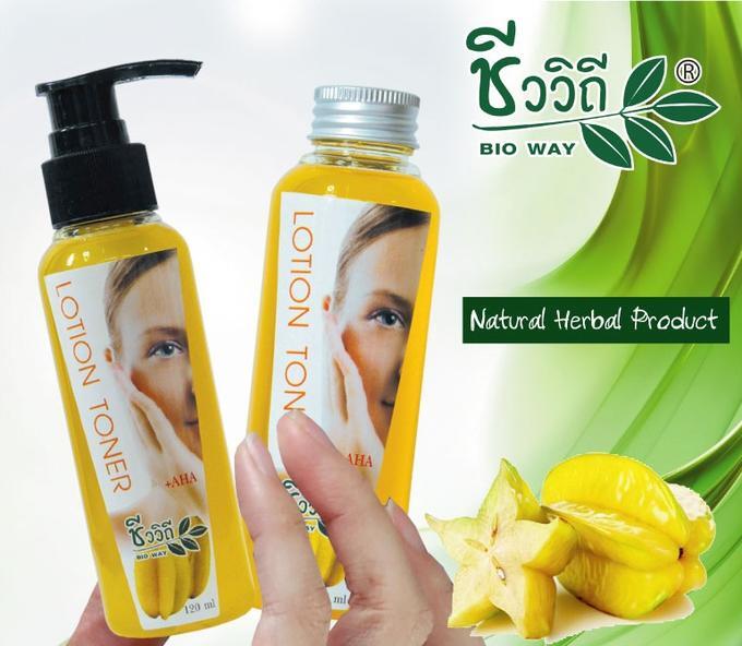 Тайский Натуральный органический тоник для лица из карамболы с AHA кислотами Bio Way Lotion Toner +AHA 120 мл. Таиланд